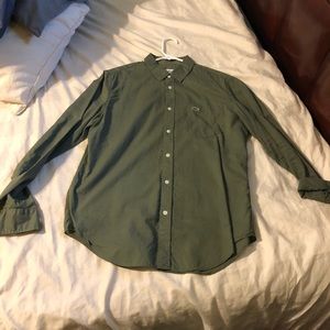 Lacoste olive green button up shirt. Excellent!